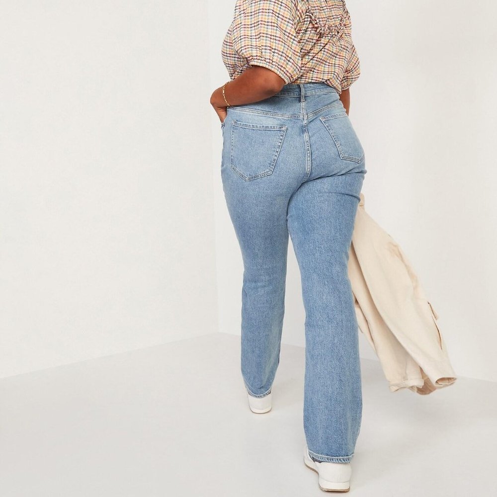 New Old Navy Extra High-Waisted Kicker Boot-Cut Button-Fly Jeans for Women - Picture 3 of 3